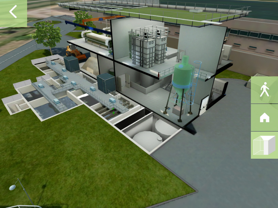 3D model of a factory in an application